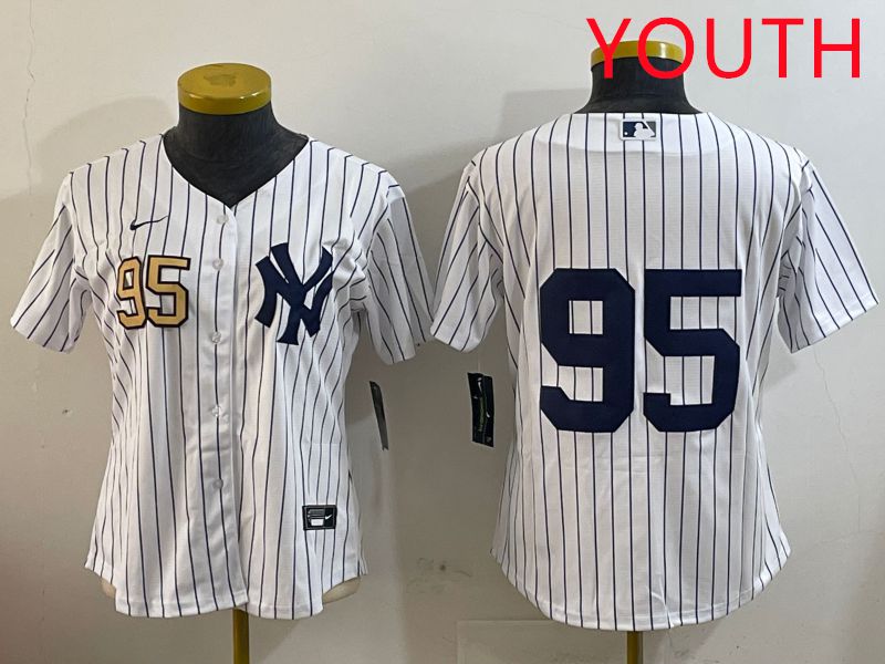 Youth New York Yankees #95 No Name White Stripe Game 2025 Nike MLB Jersey style 7->youth mlb jersey->Youth Jersey